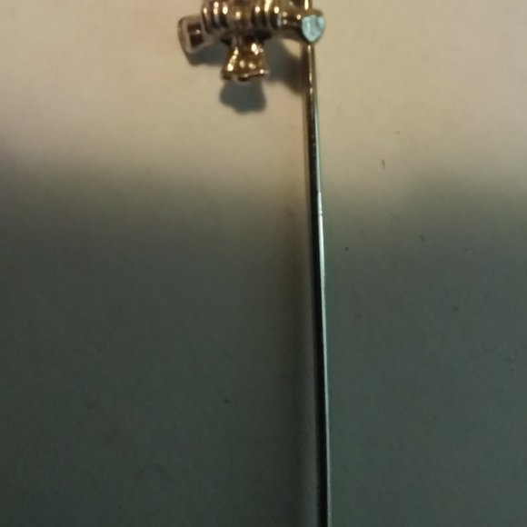 Owl Lapel Pin Silver 3 Turquoise Colored Stones 2 3/4" - Picture 3 of 3